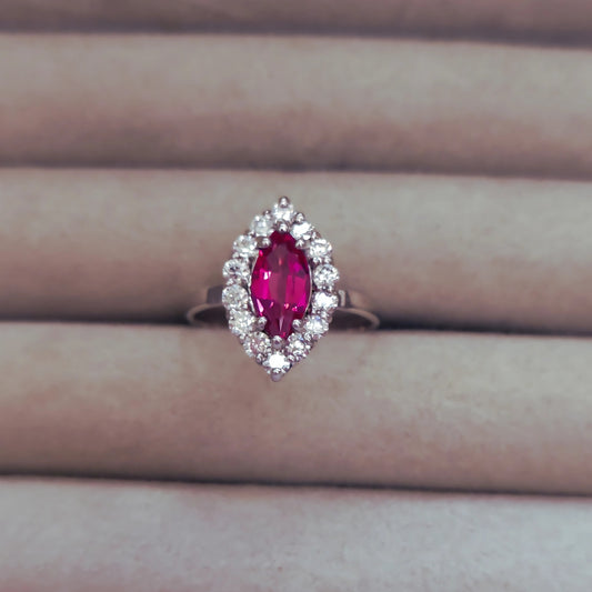 Ethereal Elegance | Rose Spinel & Diamond Halo Ring