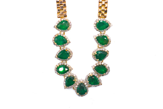 B7 Pear Shaped Emerald and Diamond Necklace
