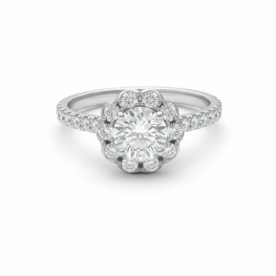 The "Empress Deco" Diamond Halo Ring