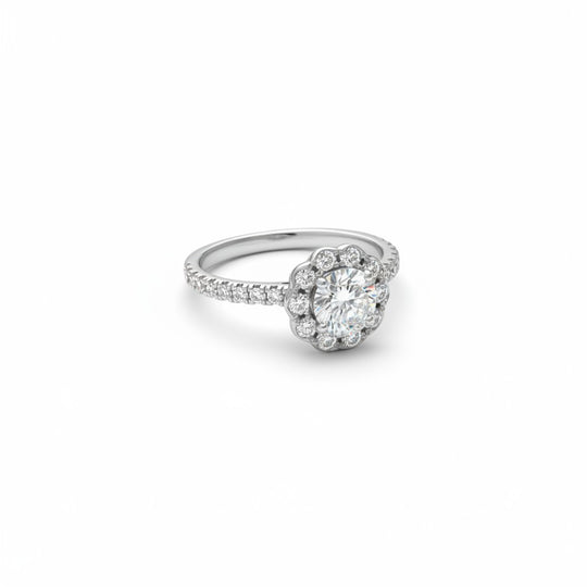 The "Empress Deco" Diamond Halo Ring