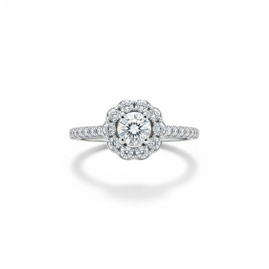 The "Empress Deco" Diamond Halo Ring