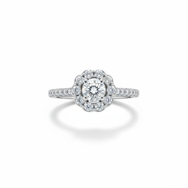 The "Empress Deco" Diamond Halo Ring