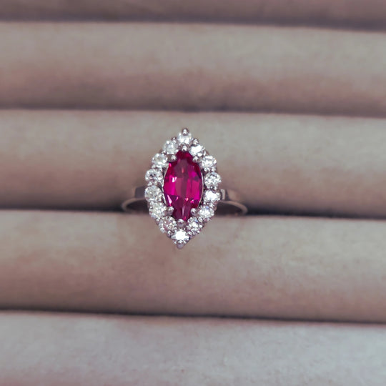 Ethereal Elegance | Rose Spinel & Diamond Halo Ring