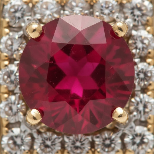 The Ruby Fire Halo Square Studs