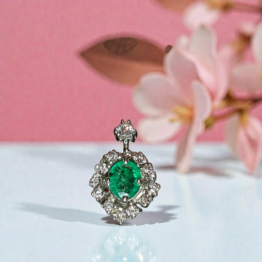 Emerald Halo Diamond Pendant