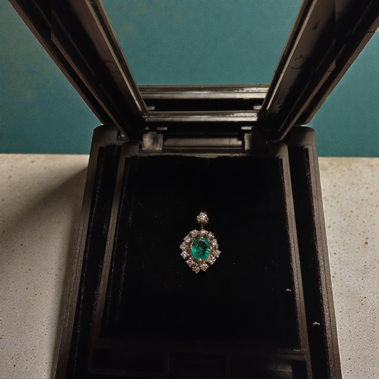 Emerald Halo Diamond Pendant